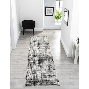 Obsidian Oblique OBS34 Ivory/Charcoal/Light Grey/Black Runner-Desire Rugs-Rug Love - The Most Loved Rug Store